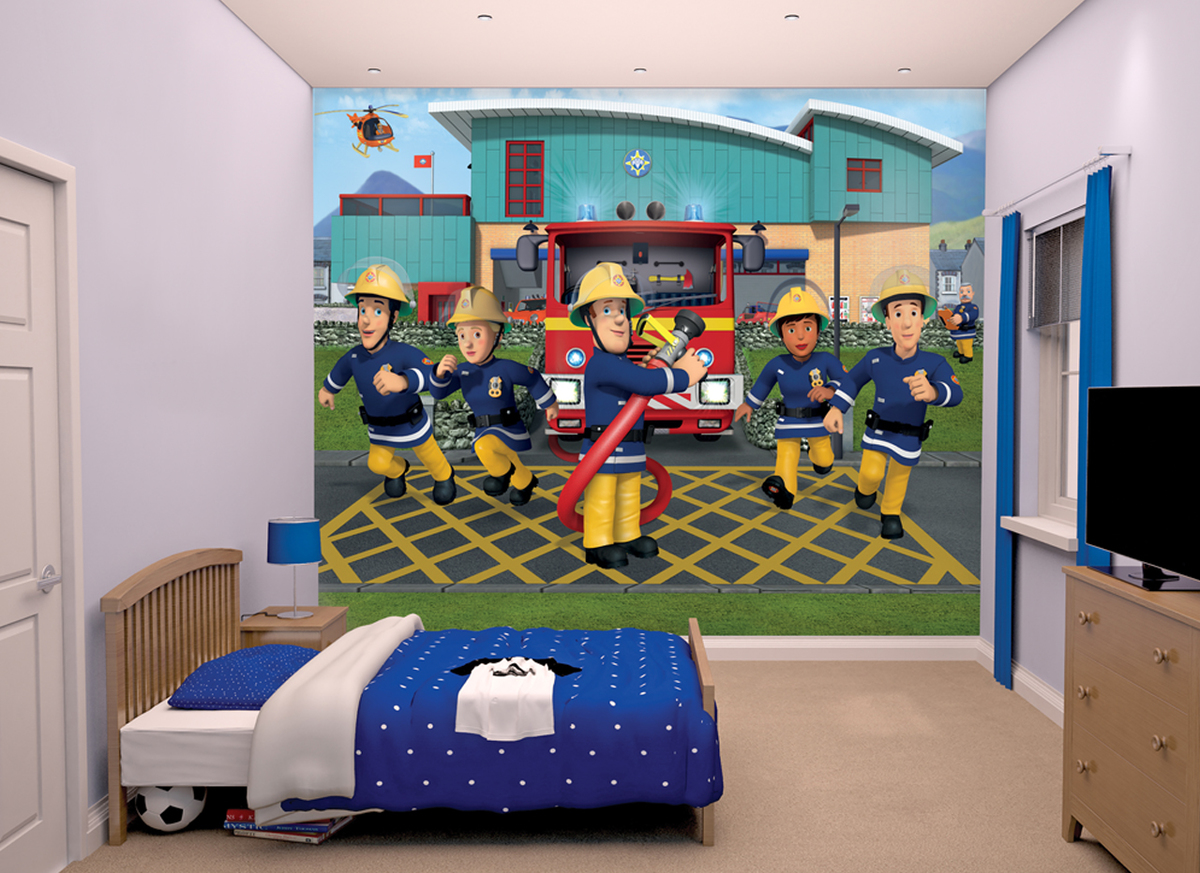 Пожарная комната. Fireman Sam Wallpaper.